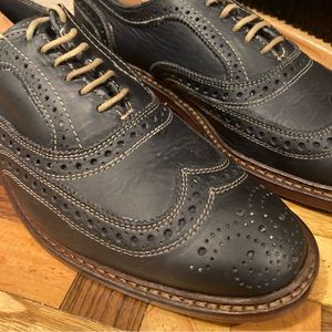 Blue Neumok Wingtip Dress Shoes by Allen Edmonds Blue Leather 9D US VG